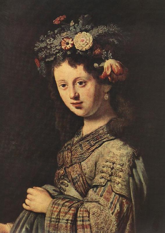 REMBRANDT Harmenszoon van Rijn Saskia as Flora (detail) dh oil painting picture